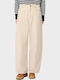 Women's Leather Trousers Ivory