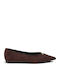 Super Mode Wildleder Damen Ballerinas Spitz zulaufend Braun
