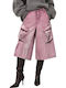 Damen-Cargobermuda aus Jeans Rosa