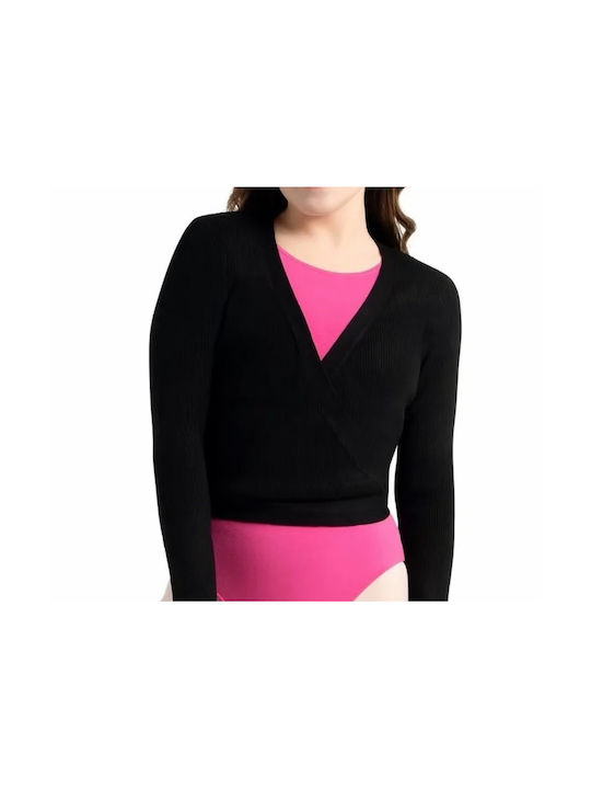 Kinder-Wickel-Warm-up-Jacke Wrap Around Sweater Go Dance Schwarz