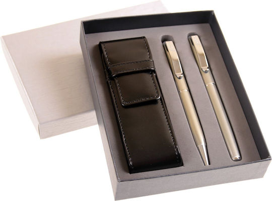 Cresco Gold Pen and Quill Set in a Case (Various Designs)