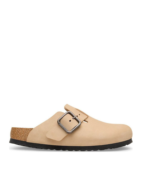 Lederclogs Herren Hausschuhe Beige