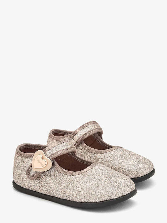 Kinder-Ballerinas mit Klettverschluss in Gold mit Glitzer