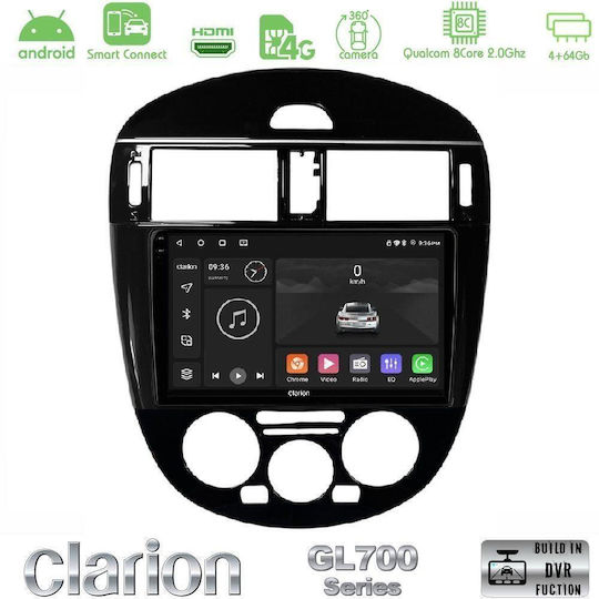 Clarion Auto-Audiosystem für Nissan Pulsar 2015–2018 mit A/C (Bluetooth/USB/Wi-Fi/GPS/Apple CarPlay/Android Auto) mit 9"-Touchscreen