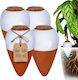 Set 4 Relaxdays Plant Watering Spikes Clay 350 Ml Slow-release Irrigation System White