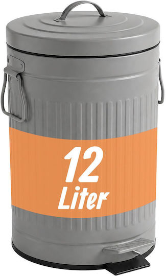 Relaxdays Coș de Gunoi Metalic cu Pedală 12 l Gri