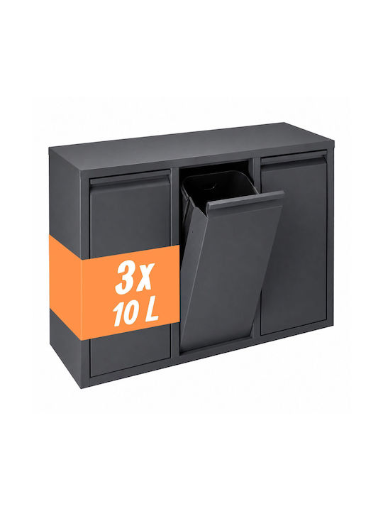 Relaxdays Coș de Reciclare Metalic 10 l Gri
