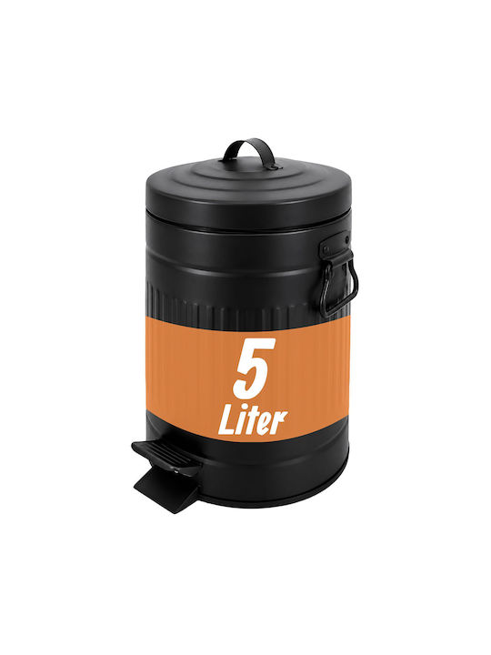 Relaxdays Coș de Gunoi Metalic cu Pedală 5 l Negru