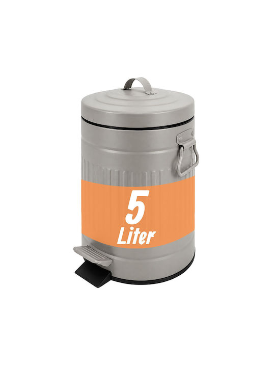 Relaxdays Coș de Gunoi Metalic cu Pedală 5 l Gri