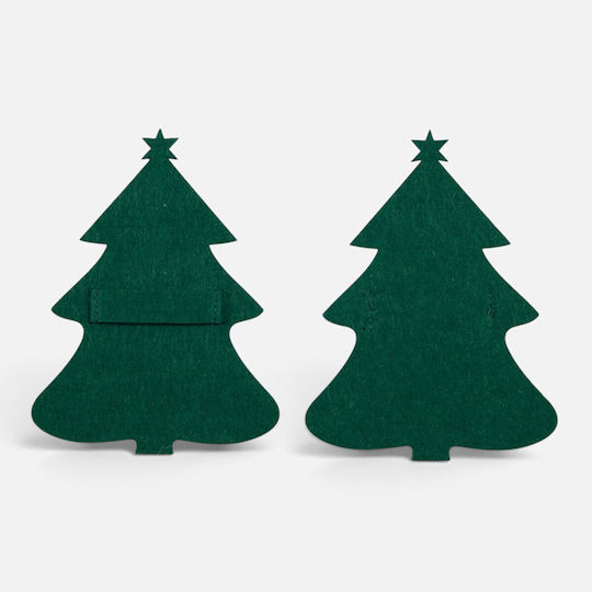 Nef-Nef Homeware Spar Green Σετ Χριστουγεννιάτικες Θήκη για Μαχαιροπίρουνα Δεντράκια 2τμχ
