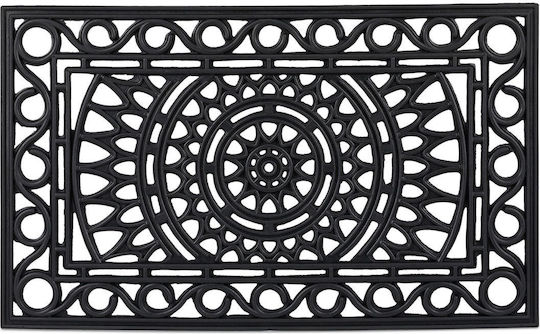 Relaxdays Covoraș de Intrare Antiderapant din Cauciuc Negru 45x75 cm