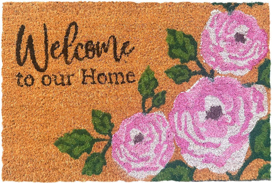 Relaxdays Covoraș de Intrare din Fibră de Cocos cu Suport Antiderapant Multicolor 60x40cm Grosime 15mm