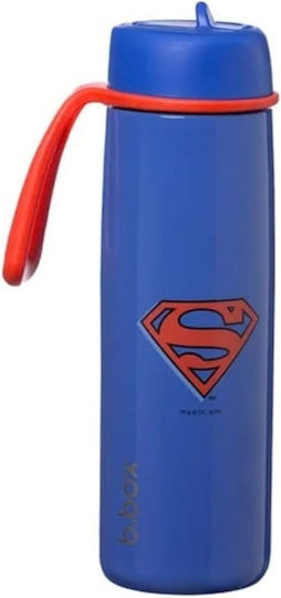 B.Box Superman Stainless Steel Kids Water Bottle Thermos with Pop-Up Spout Multicolour 690ml