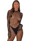 Netz-Catsuit mit Handschuhen im Leopardenprint Lace