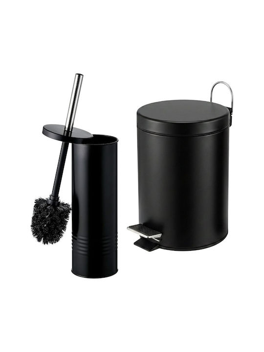 Relaxdays Set Metalic cu Perie WC și Coș de Bai...