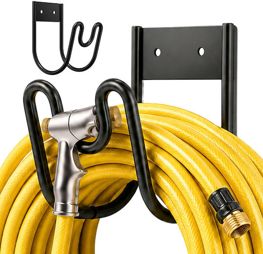 Relaxdays Wall-mounted Hose Holder Iron Black 17.5 X 13 X 10.5 Cm