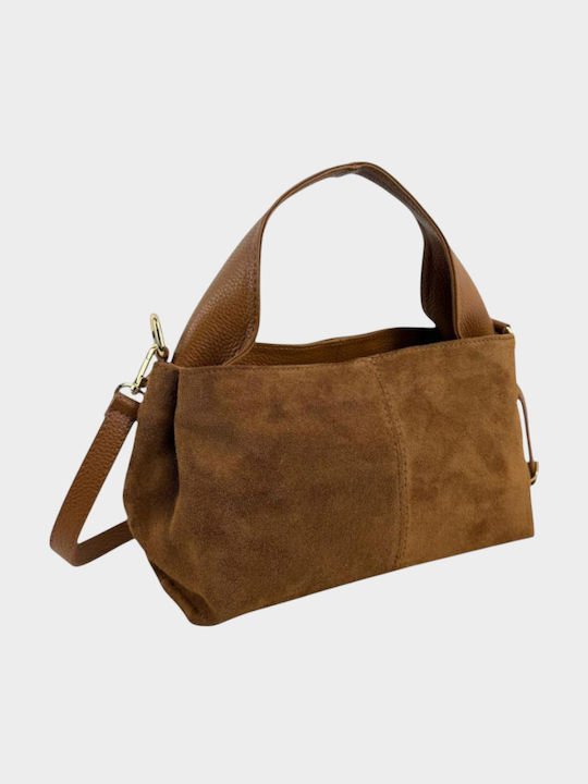 Brown Suede Leather Women's Handbag / Shoulder Bag