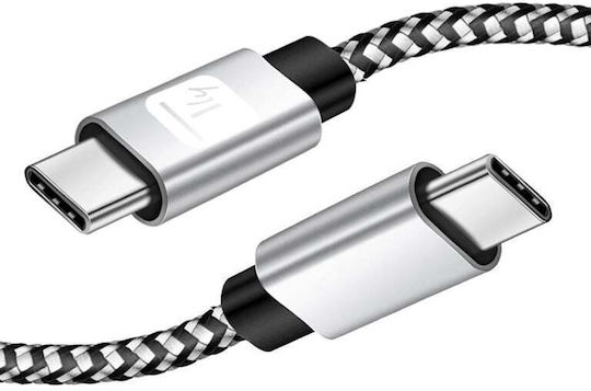 Techly Geflochtenes USB 2.0 Kabel USB-C Stecker – USB-C Schwarz 1 m 620027
