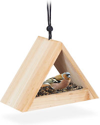 Relaxdays Natural Wood Bird Waterer 16 X 23.5 X 12 Cm
