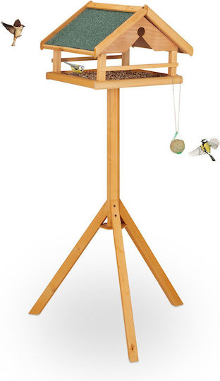 Relaxdays Hrănitoare pentru Păsări cu Suport din Lemn Verde Natural 120 X 62 X 55 Cm