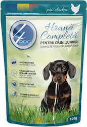 4dog Hrană Umedă pentru Căței la Pliculeț cu Pui 100 g