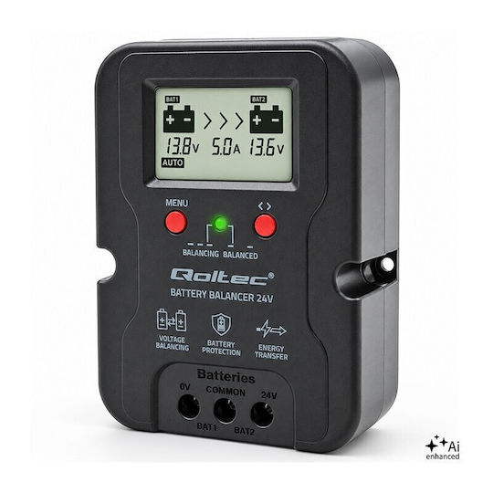 Qoltec Voltage Balancer 24 V Batteries 2 × 12 V 5 A Agm Gel Lifepo4 Lcd Screen