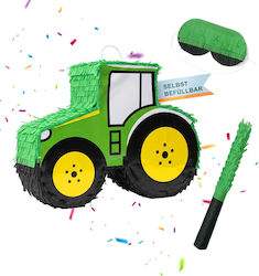 Relaxdays Tractor Piñata Set Yellow Green Black...