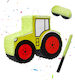 Relaxdays Tractor Piñata Set Mask Stick Gold Red Black