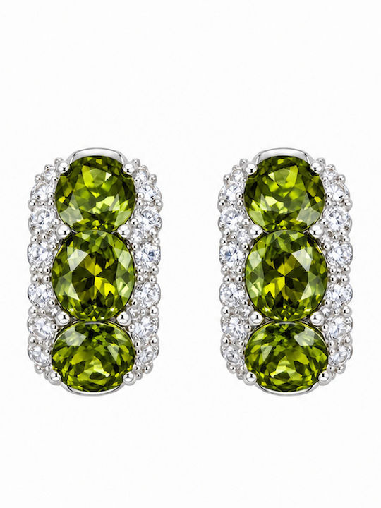 Jools White and Green Zircon Stud Earrings Silver 925 Ae5973.1