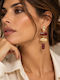 Boho Chic Burgundy Enamel Gold Dangle Earrings