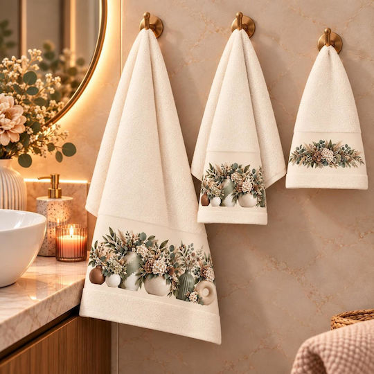 Astron Italy Bath Towel Set 3 pcs Linda Ecru 500 gsm Weight