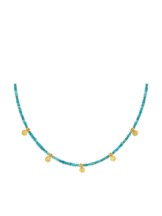 Necklace Made of Gold-Plated Silver with Turquoise