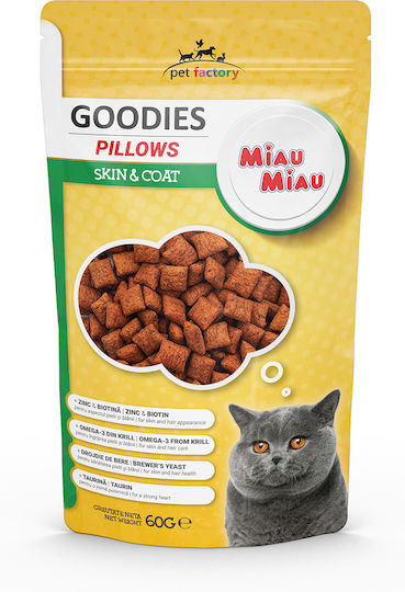 Miau Miau Pernuțe Crocante Recompensă pentru Pisici Adulte, Sănătatea Pielii și Strălucirea Blănii 60 G
