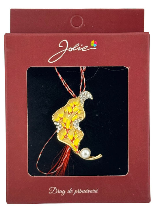 Vintage Brooch Jolie Metal Material Cardboard Packaging Brooch Size Approximately 4-6 Cm Yellow Leaf Design