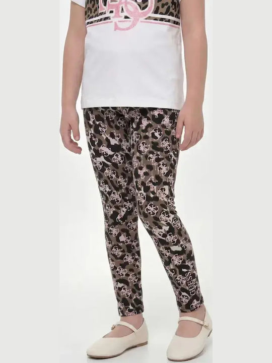 Guess Kinderleggings Lang Animalier Pink