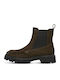 Khakifarbene Damen-Lederstiefeletten