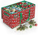 Relaxdays Christmas Ornament Storage Box 10052272_469 128-piece Capacity Adjustable Dividers 4 6 8 Cm Ornaments Red Green 33 X 66 X 33 Cm