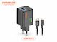 Amaya Зарядно устройство с USB-A порт и USB-C порт и USB-C кабел 30 W Черен (ACW-E81S)