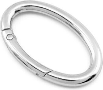 Metal Keychain Ring, Oval, Opening, 48x30x5mm, Rhodium Imitation, Rhodium Imitation, 3 pcs