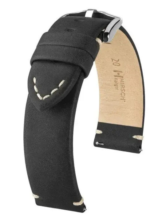 Hirsch Ranger Leather Strap Black 22mm