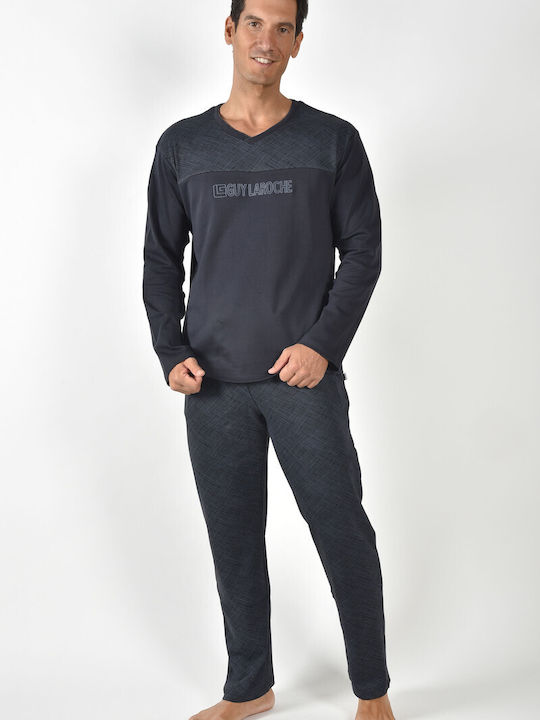 Guy Laroche Зимна мъжка пижама черна