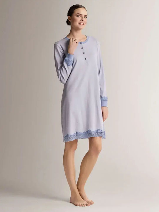 Infiore Winter Women's Nightgown Light Blue