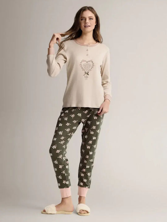 Infiore Winter Women's Pyjama Set Ecru