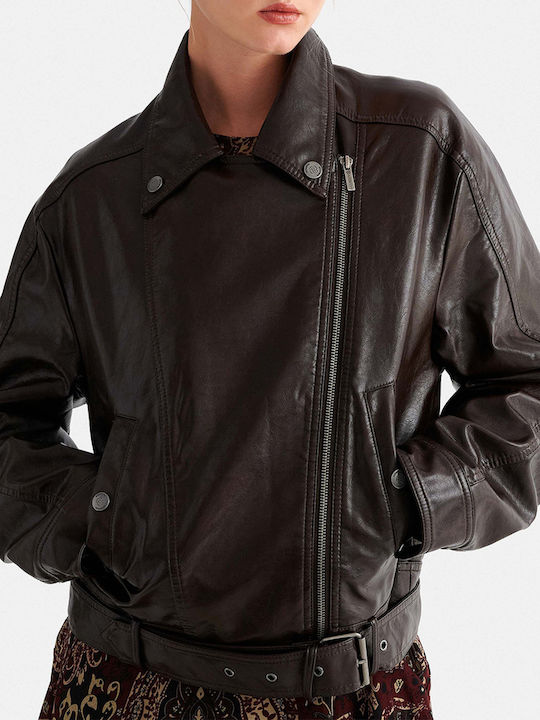 attrattivo Γυναικείο Μπουφάν για Χειμώνα Darkbrown