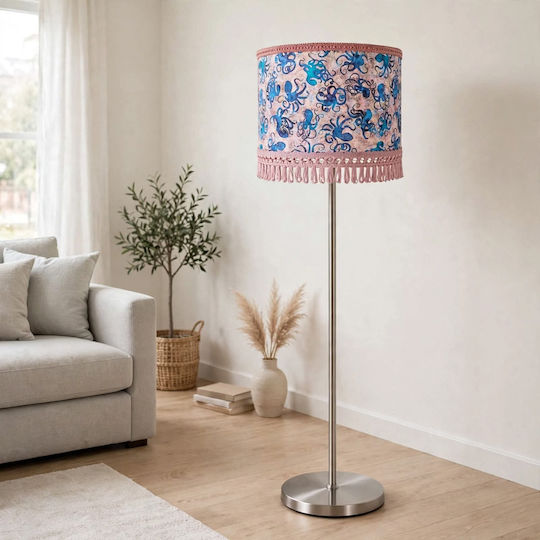 Floor Lamp with E27 Bulb Socket Pink, Blue, Silver