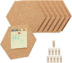 Relaxdays Sechseckige Kork-Pinnwandfliesen 10046084, 14er-Set, 17,5 x 20 x 0,5 cm pro Fliese, Naturkork, Inklusive 10 Bunter Pinnnadeln und 10 Holzklammern Relaxdays Sechseckige Kork-Pinnwandfliesen 10046084, 14er-Set, 17,5 x 20 x 0,5 cm pro Fliese, Naturkork, Inklusive 10 Bunter Pinnnadeln und 10 Holzklammern