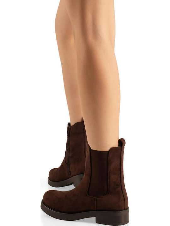 Braune Chelsea-Stiefeletten aus Wildleder für Damen