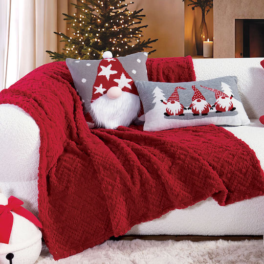 Nef-Nef Homeware Коледно каре от полар за диван 130x180 см Бордо