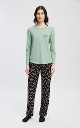 Bloom Set de Pijamale de Iarnă pentru Damă Verde Fistic
