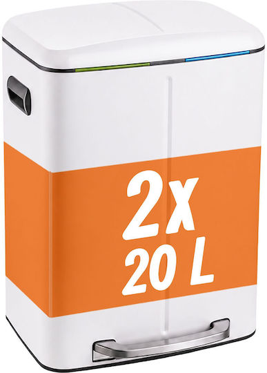 Relaxdays Coș de Reciclare din Oțel Inoxidabil cu Pedală 20 l Gri